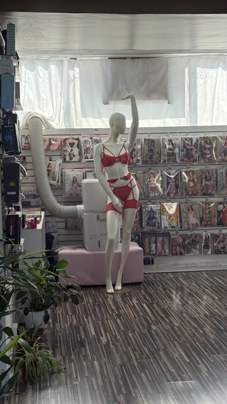 Interior de local con maniquí